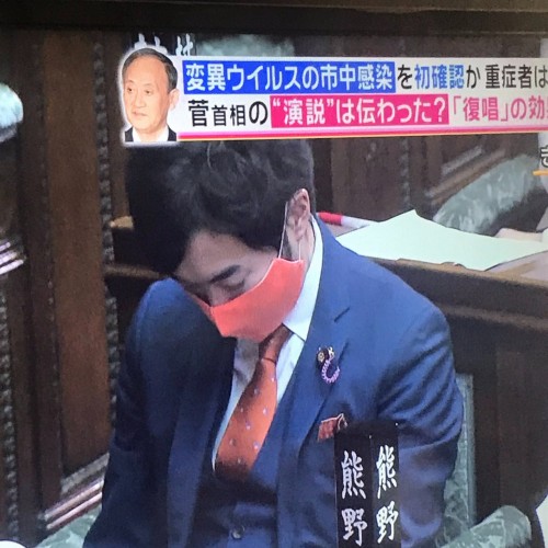 日本維新の会所属の参議院議員・音喜多駿が居眠りしている画像